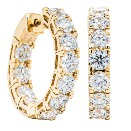 18ct Yellow Gold 4.00ct Diamond Jubilee Hoop Earrings-Earrings-Walker & Hall