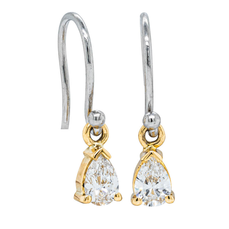 Deja Vu 18ct Yellow Gold & Platinum .60ct Diamond Earrings-Earrings-Walker & Hall