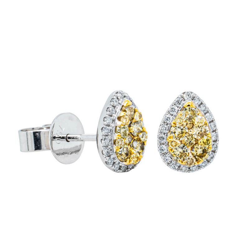 18ct White Gold .57ct Yellow & White Diamond Earrings-Earrings-Walker & Hall