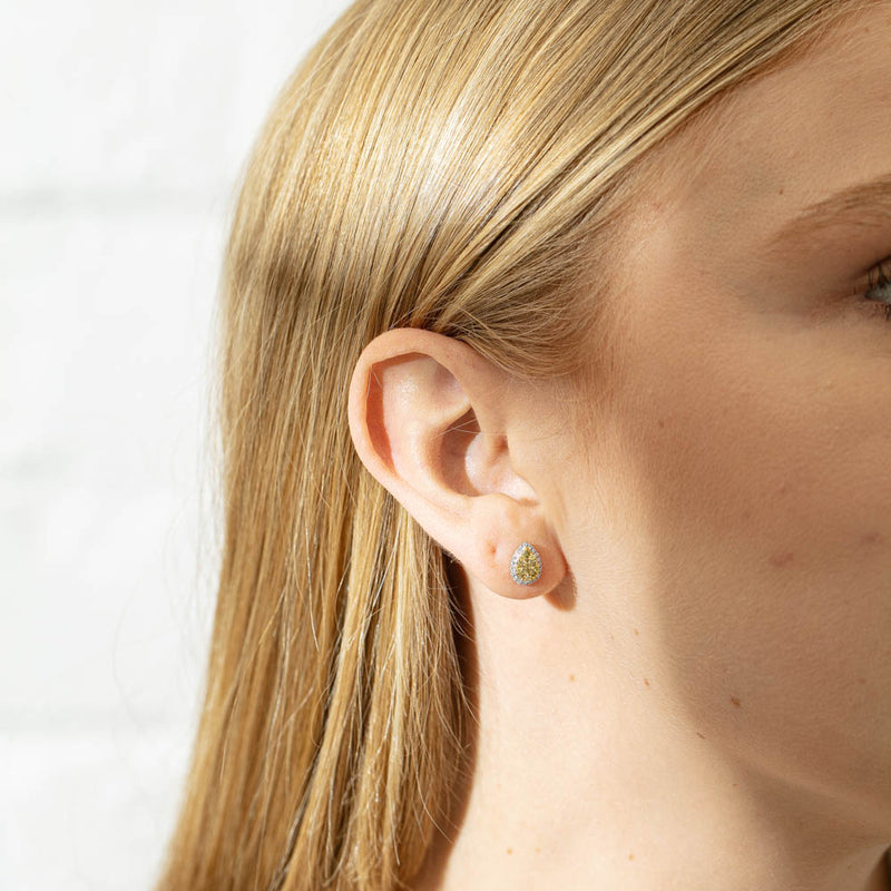 18ct White Gold .57ct Yellow & White Diamond Earrings-Earrings-Walker & Hall