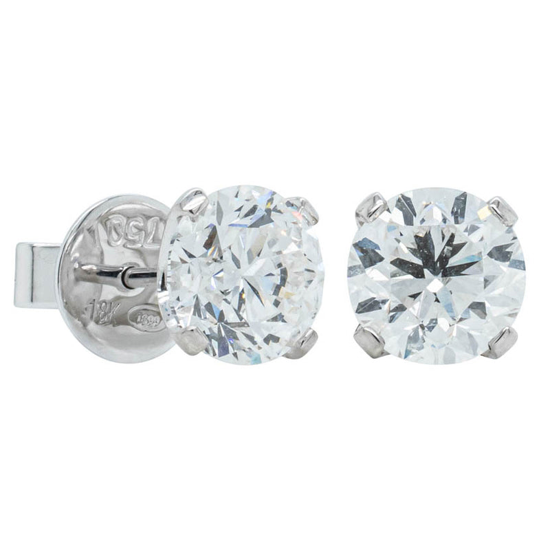 18ct White Gold 3.00ct Diamond Blossom Stud Earrings-Earrings-Walker & Hall