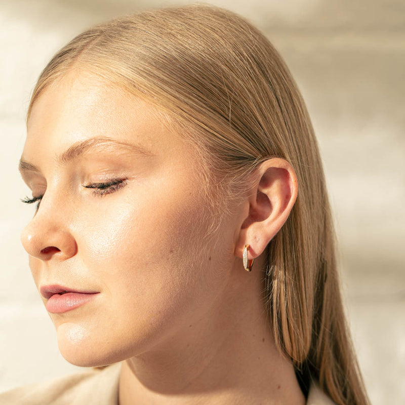 18ct Yellow Gold .20ct Diamond Eos Hoop Earrings-Earrings-Walker & Hall