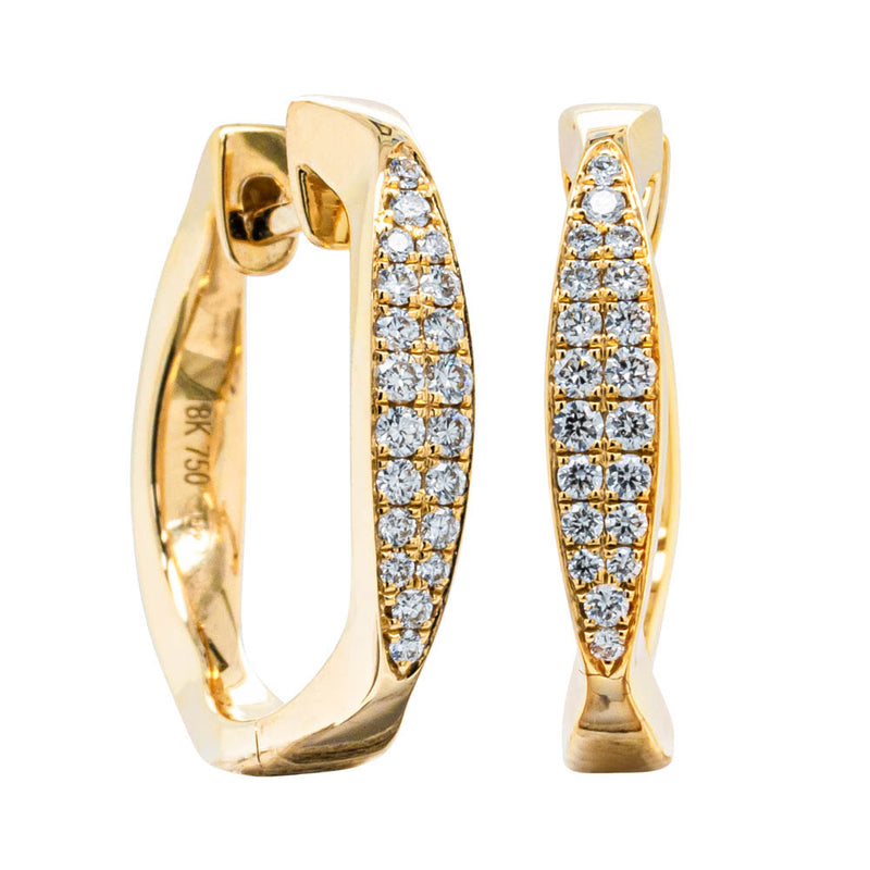 18ct Yellow Gold .20ct Diamond Eos Hoop Earrings-Earrings-Walker & Hall