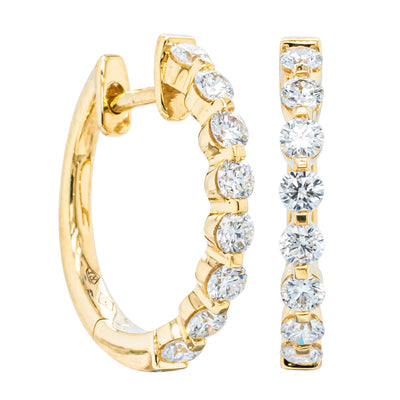 18ct Yellow Gold .69ct Diamond Hoop Earrings-Earrings-Walker & Hall