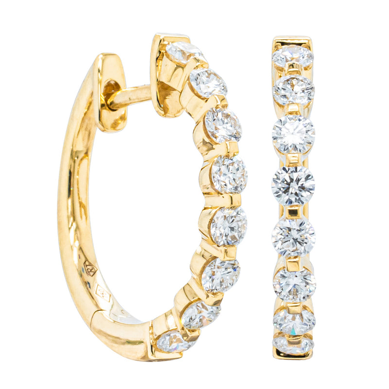 18ct Yellow Gold .69ct Diamond Hoop Earrings-Earrings-Walker & Hall