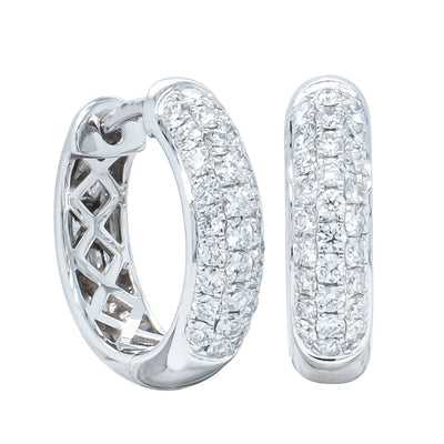 18ct White Gold .76ct Diamond Hoop Earrings-Earrings-Walker & Hall