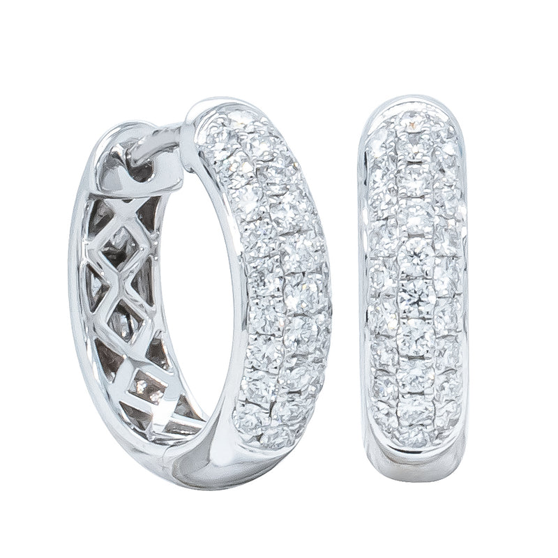 18ct White Gold .76ct Diamond Hoop Earrings-Earrings-Walker & Hall