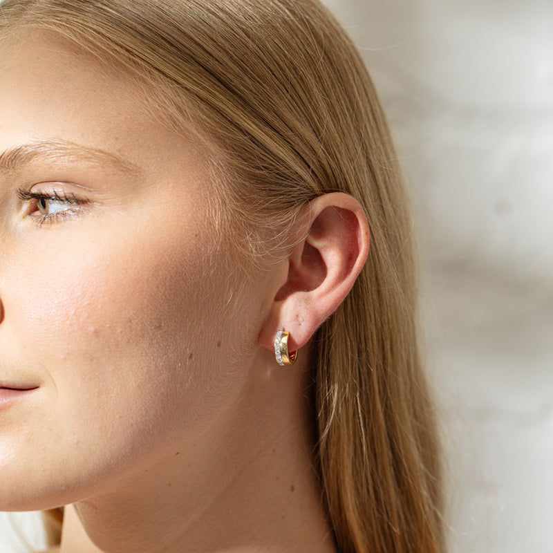 18ct Yellow Gold Diamond Hoop Earrings-Earrings-Walker & Hall