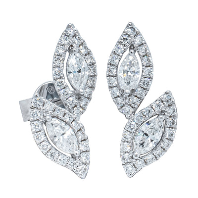 18ct White Gold .98ct Diamond Earrings-Earrings-Walker & Hall
