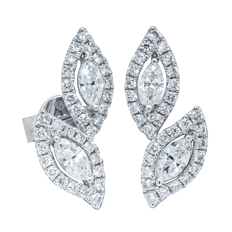 18ct White Gold .98ct Diamond Earrings-Earrings-Walker & Hall