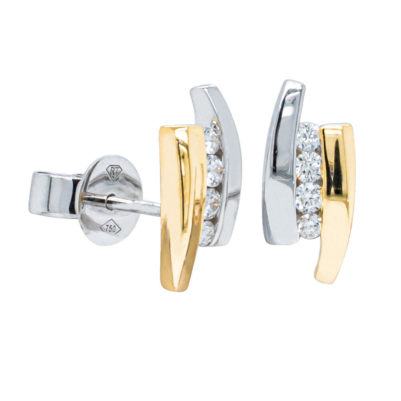 18ct Yellow & White Gold Diamond Earrings-Earrings-Walker & Hall