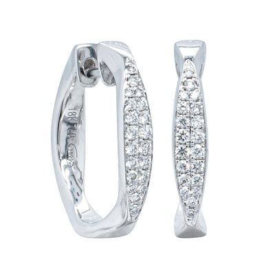 18ct White Gold .20ct Diamond Eos Hoop Earrings-Earrings-Walker & Hall