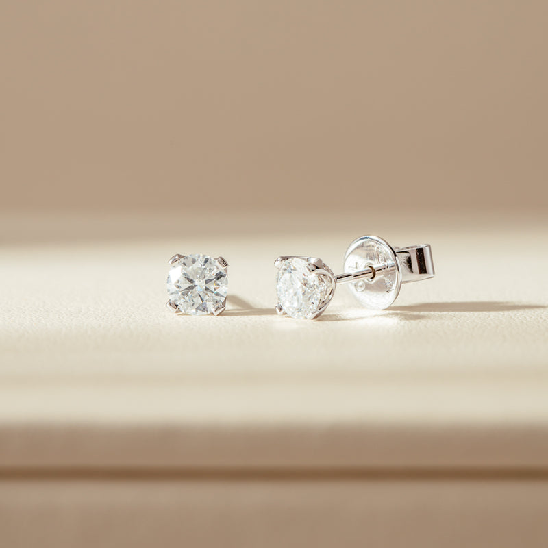 18ct White Gold .80ct Diamond Blossom Stud Earrings-Earrings-Walker & Hall