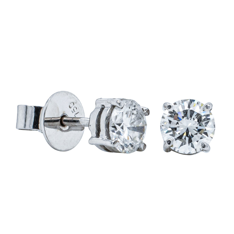 Deja Vu Palladium & White Gold 1.10ct Diamond Stud Earrings-Earrings-Walker & Hall