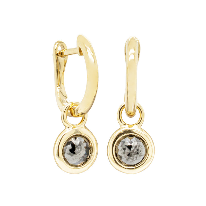 18ct Yellow Gold .60ct Black Diamond Natalia Hoop Earrings-Earrings-Walker & Hall