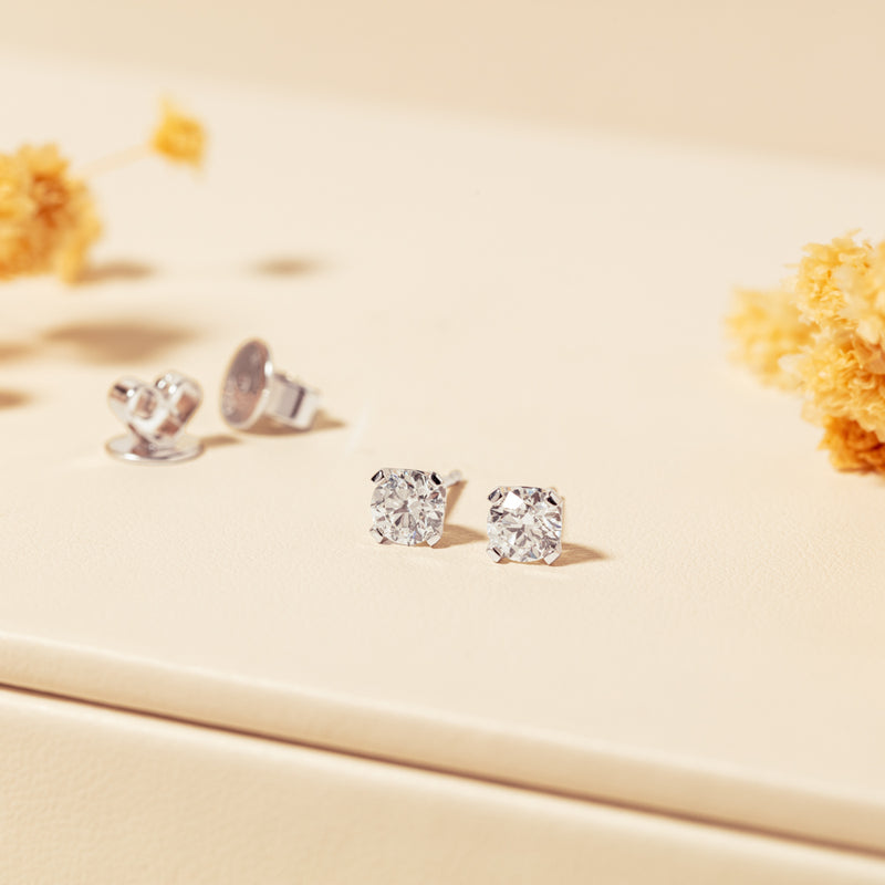 18ct White Gold 1.00ct Diamond Blossom Stud Earrings-Earrings-Walker & Hall