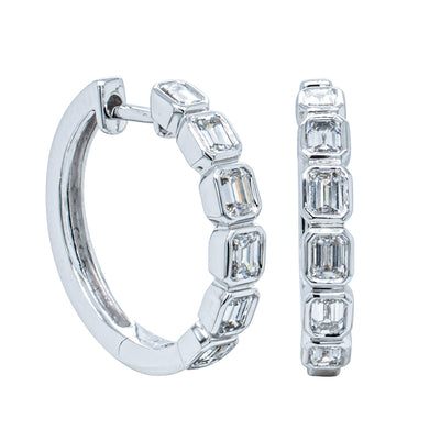 18ct White Gold 1.04ct Diamond Hoop Earrings-Earrings-Walker & Hall