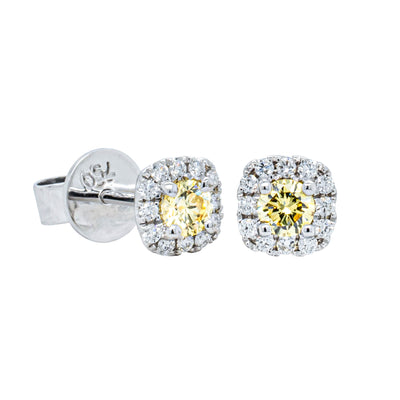 18ct White Gold .30ct Diamond Peony Stud Earrings-Earrings-Walker & Hall
