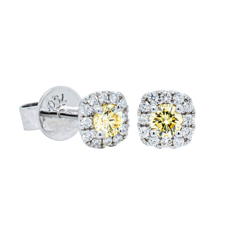 18ct White Gold .30ct Diamond Peony Stud Earrings-Earrings-Walker & Hall