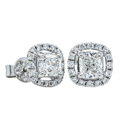 Deja Vu 18ct White Gold 1.00ct Diamond Cluster Stud Earrings-Earrings-Walker & Hall