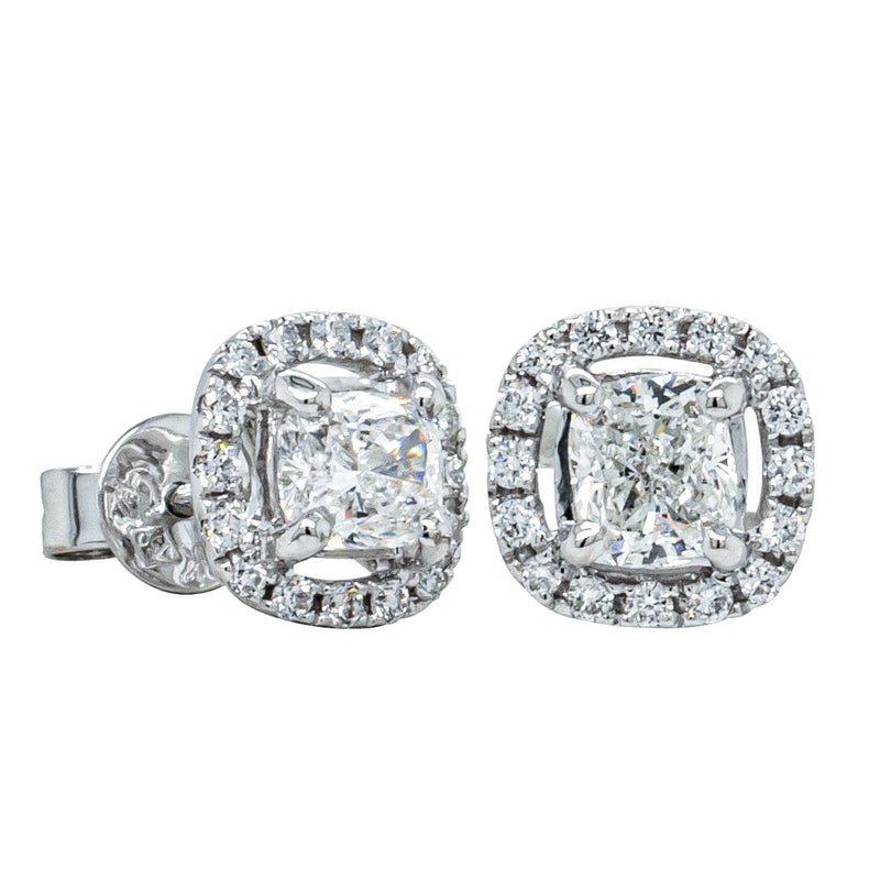 Deja Vu 18ct White Gold 1.00ct Diamond Cluster Stud Earrings-Earrings-Walker & Hall