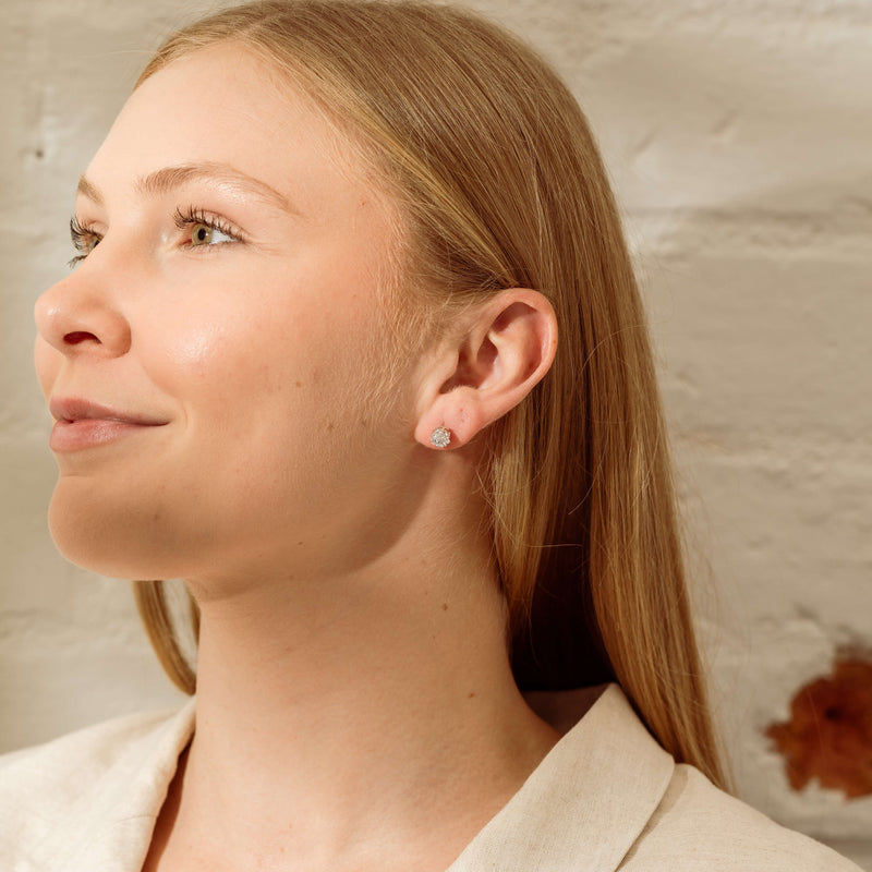 Deja Vu 18ct White Gold 1.00ct Diamond Cluster Stud Earrings-Earrings-Walker & Hall