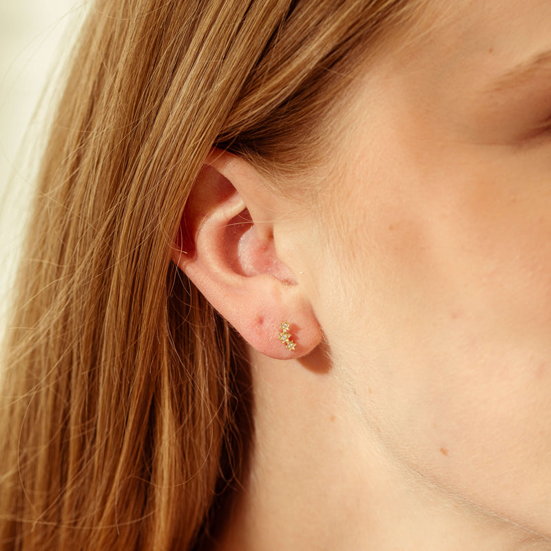 9ct Yellow Gold Diamond Stars Studs-Earrings-Walker & Hall