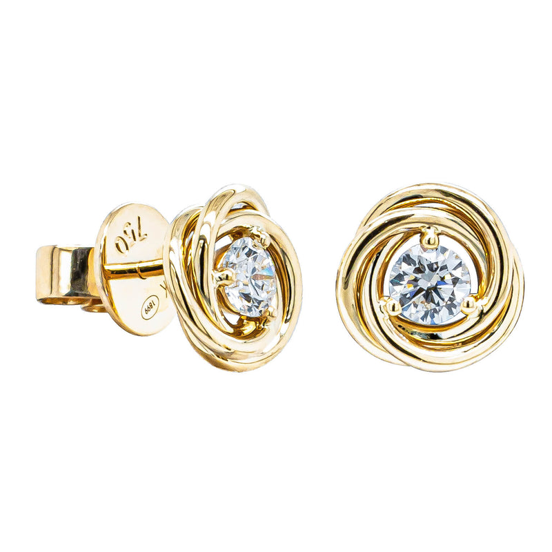 18ct Yellow Gold .50ct Diamond Tourbillion Earrings-Earrings-Walker & Hall