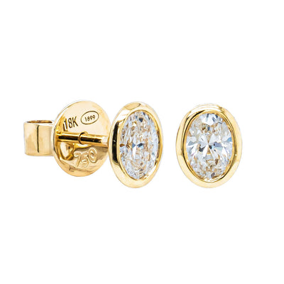 18ct Yellow Gold .65ct Oval Diamond Natalia Stud Earrings-Earrings-Walker & Hall