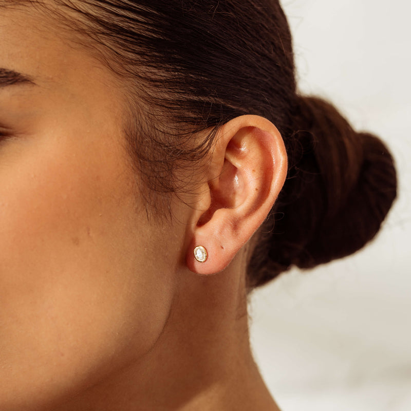 18ct Yellow Gold .65ct Oval Diamond Natalia Stud Earrings-Earrings-Walker & Hall