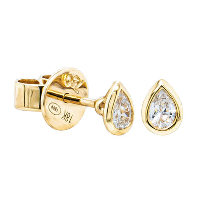 18ct Yellow Gold .20ct Pear Cut Diamond Natalia Stud Earrings-Earrings-Walker & Hall