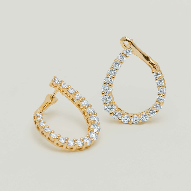 18ct Yellow Gold 2.21ct Diamond Elise Swirl Hoop Earrings - Earrings - Walker & Hall