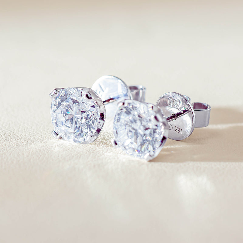 18ct White Gold 4.01ct Diamond Blossom Stud Earrings - Earrings - Walker & Hall