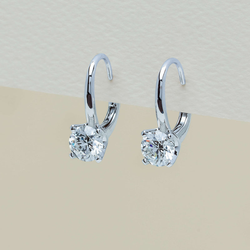 18ct White Gold 1.52ct Diamond Blossom Hook Earrings - Earrings - Walker & Hall
