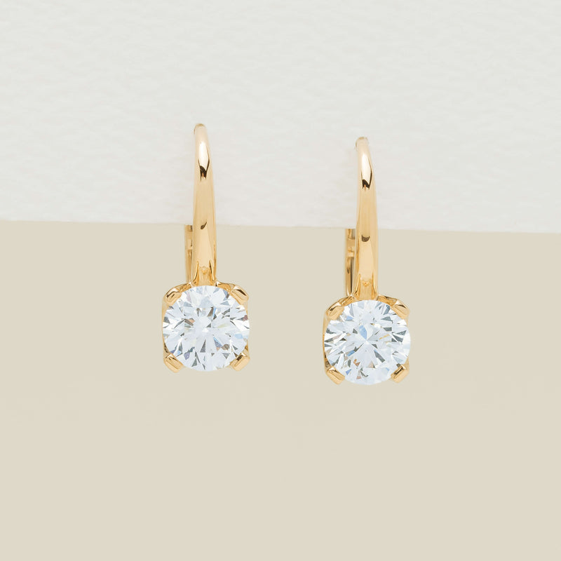 18ct Yellow Gold 2.00ct Diamond Blossom Hook Earrings - Earrings - Walker & Hall