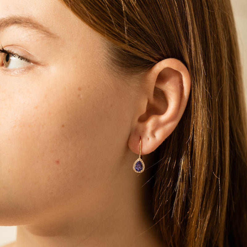 18ct Yellow Gold 1.66ct Tanzanite & Diamond Mini Sierra Earrings-Earrings-Walker & Hall