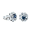 18ct White Gold Sapphire & Diamond Halo Stud Earrings-Earrings-Walker & Hall