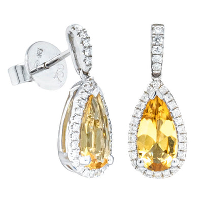 18ct White Gold Beryl & Diamond Halo Earrings-Earrings-Walker & Hall