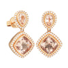 18ct Rose Gold 7.55ct Morganite & Diamond Drop Earrings-Earrings-Walker & Hall
