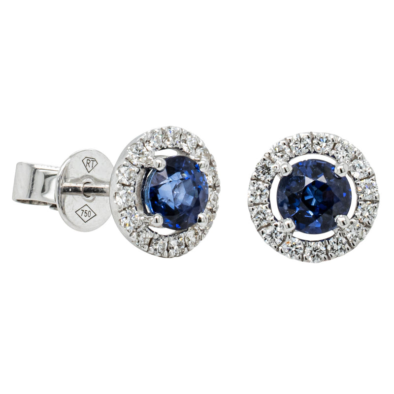 18ct White Gold 1.24ct Sapphire & Diamond Earrings-Earrings-Walker & Hall