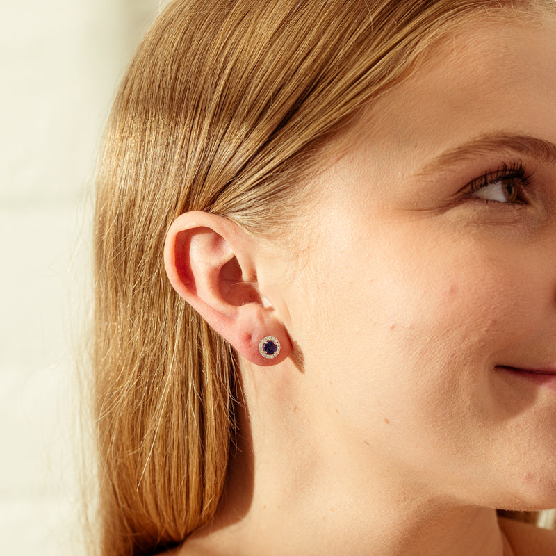 18ct White Gold 1.24ct Sapphire & Diamond Earrings-Earrings-Walker & Hall