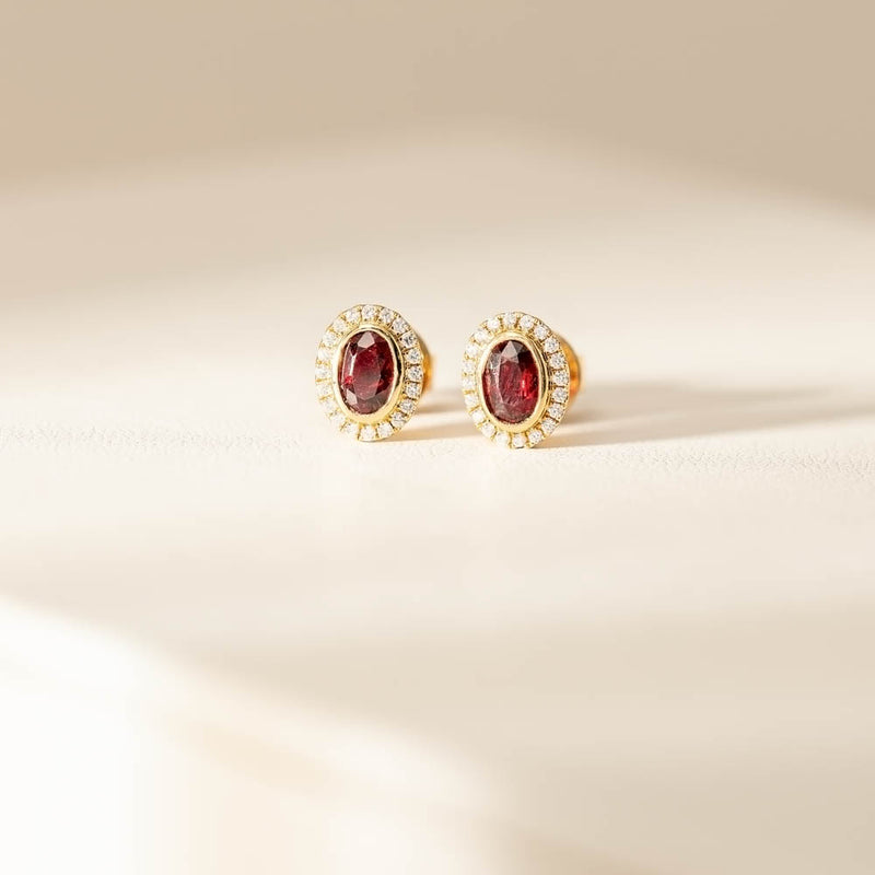 18ct Yellow Gold 1.28ct Ruby & Diamond Isla Earrings-Earrings-Walker & Hall