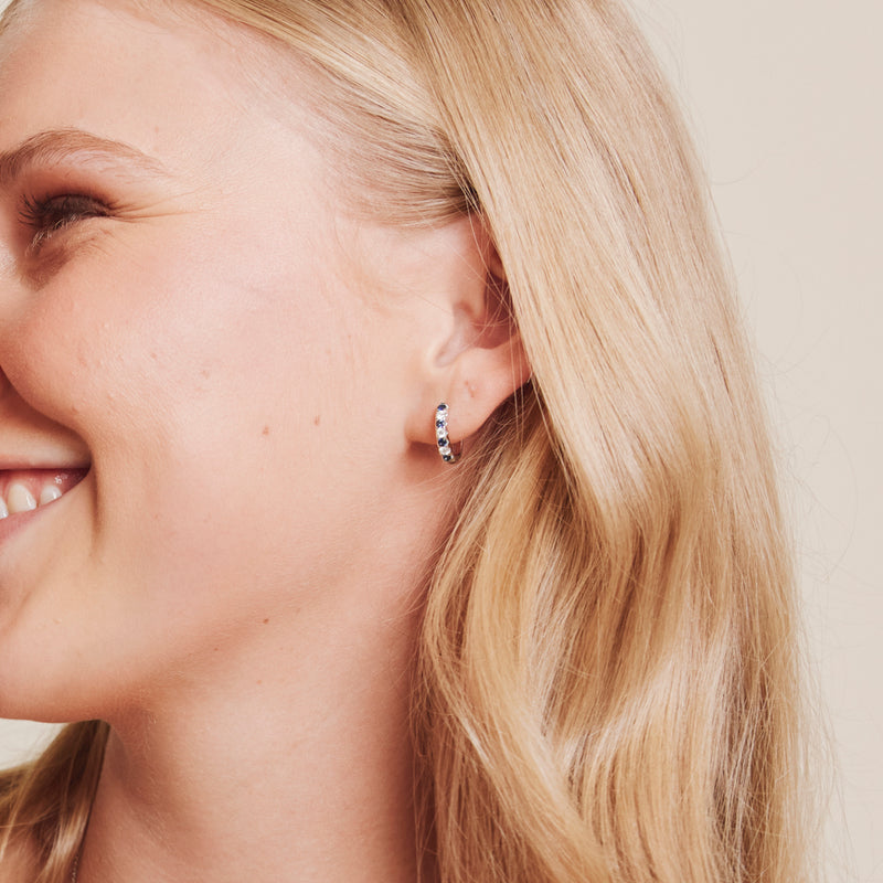 18ct White Gold Sapphire & Diamond Meridien Earrings-Earrings-Walker & Hall