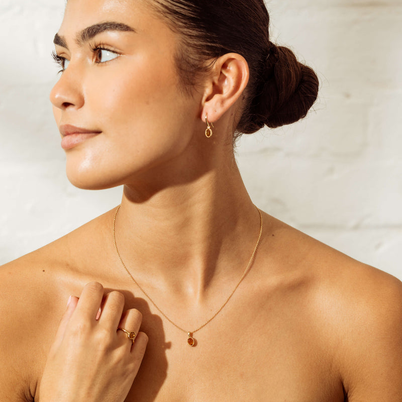 9ct Yellow Gold Citrine Elderflower Earrings-Earrings-Walker & Hall