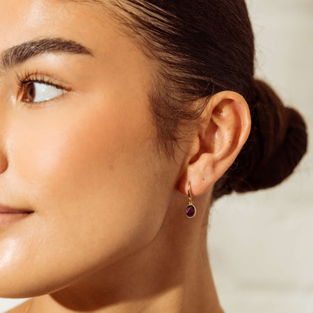 9ct Yellow Gold Amethyst Lavender Earrings-Earrings-Walker & Hall