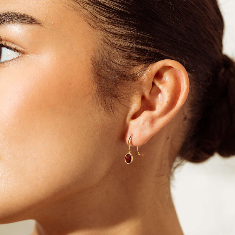 9ct Yellow Gold Garnet Saffron Earrings-Earrings-Walker & Hall