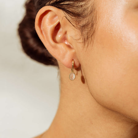 9ct Yellow Gold Rose Quartz Rosehip Earrings-Earrings-Walker & Hall