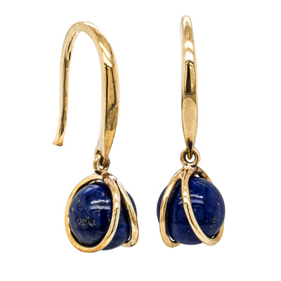 9ct Yellow Gold Lapis - Of Body Mindfulness Earrings-Earrings-Walker & Hall