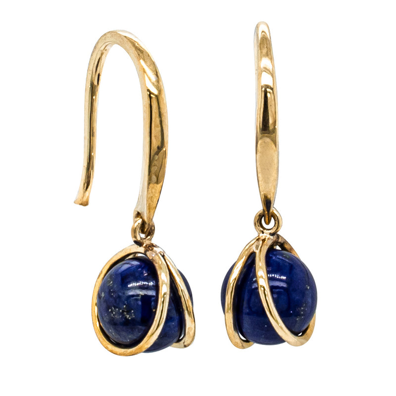 9ct Yellow Gold Lapis - Of Body Mindfulness Earrings-Earrings-Walker & Hall