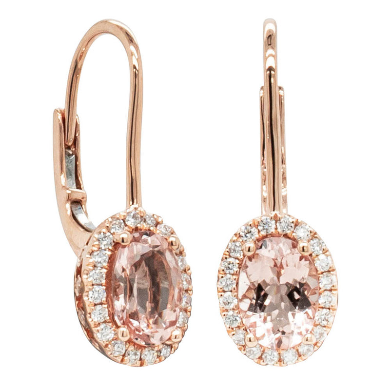 18ct Rose Gold 1.52ct Morganite & Diamond Mini Sierra Earrings-Earrings-Walker & Hall